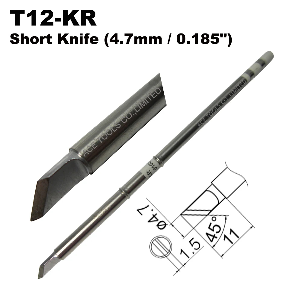 10 PCS T12-KR Short Knife 4.7mm Soldering Tip for HAKKO FX-951 FX-950 FX-952 FX-9501 FM-2028 FM2027 Nozzle Iron Welding Bit