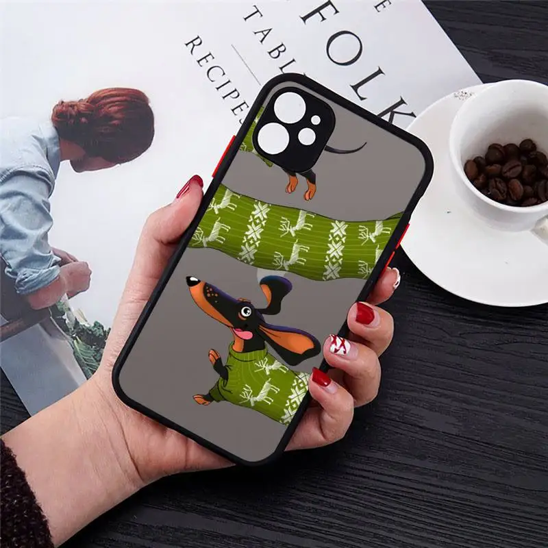 

Dachshund dog art cartoon Phone Case matte transparent For iphone 7 8 11 12 plus mini x xs xr pro max cover luxury design shell