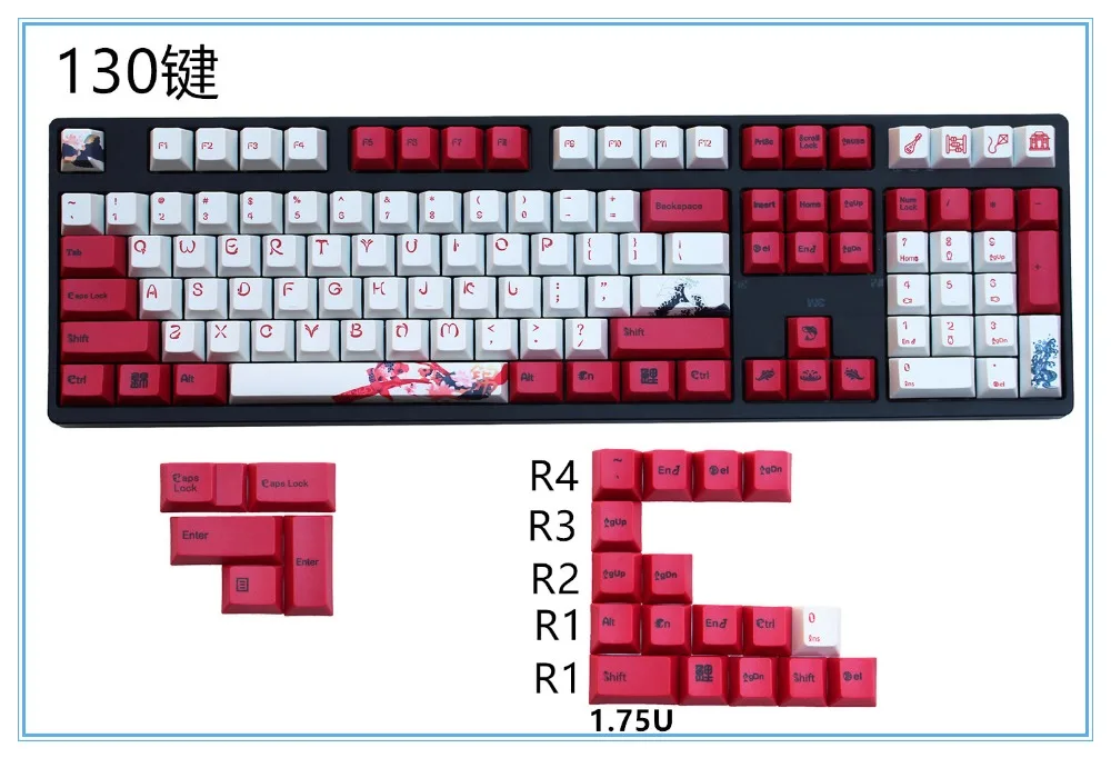 Карп keycap 108/130 клавиш PBT Вишневый профиль краситель-сублимированный MX Переключатель для механической клавиатуры keycap только keycap