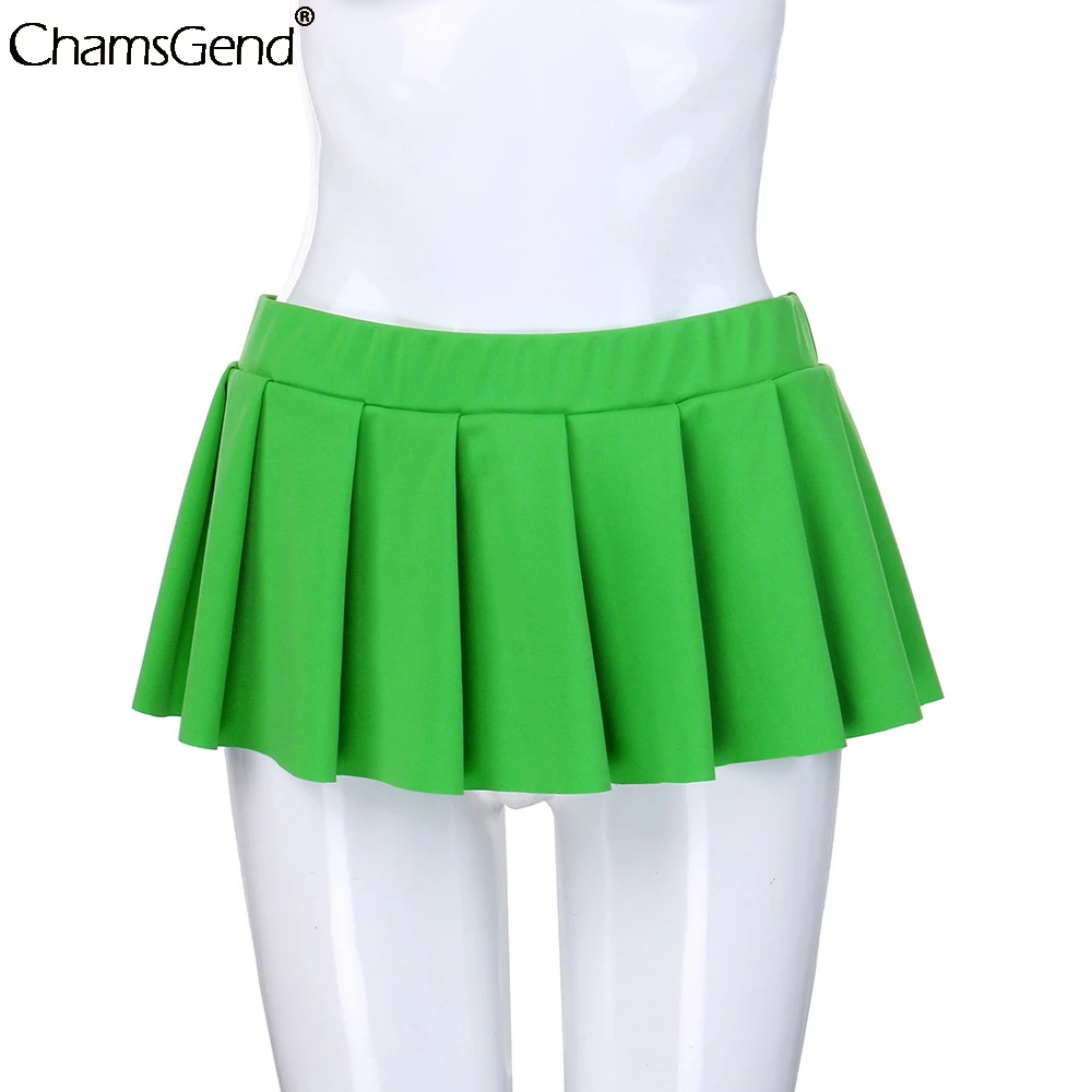 

2020 Summer Solid Pleated Skirt Women Fashion Plain Skirt Sexy Club Low-waisted Pleated Short Mini Skirts Faldas Mujer Moda #4z