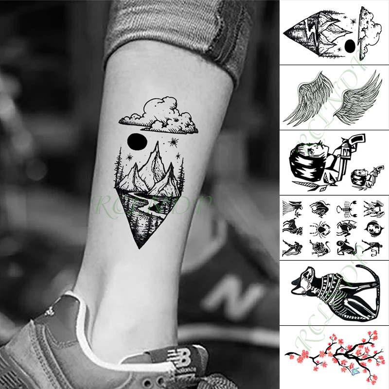 Водонепроницаемая Временная тату наклейка с изображением горы Луны звезды