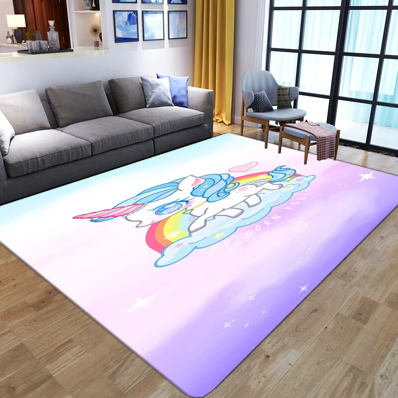 Мультяшный аниме Единорог 3D принт ковры для гостиной спальни украшение большой