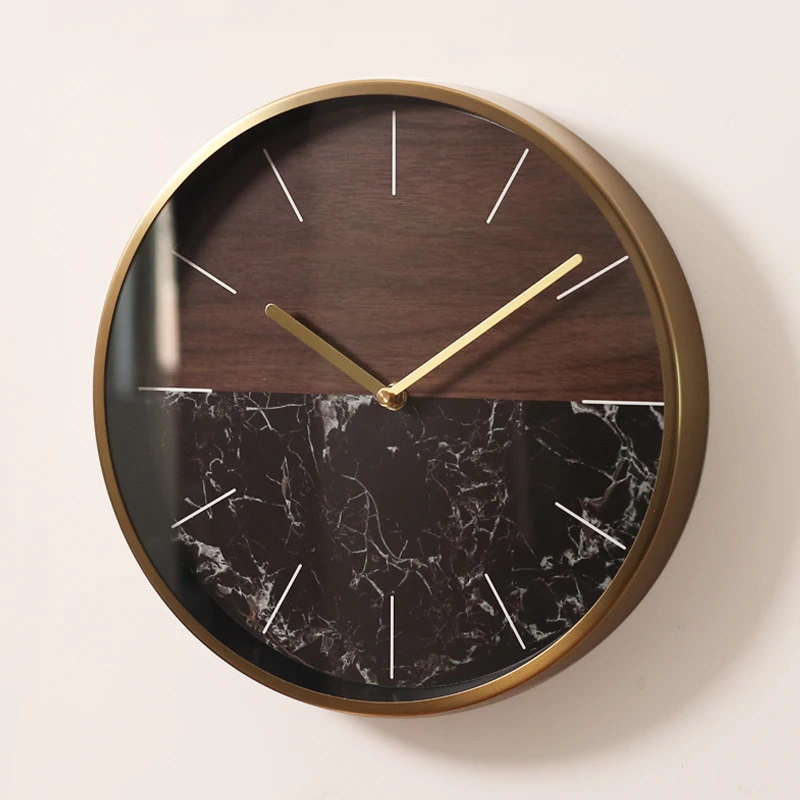 

Nordic Simple Wall Clock Modern Design Bedroom Round Glass Silent Wall Clock Metal Mechanism Duvar Saati Home Decoration DG50WC