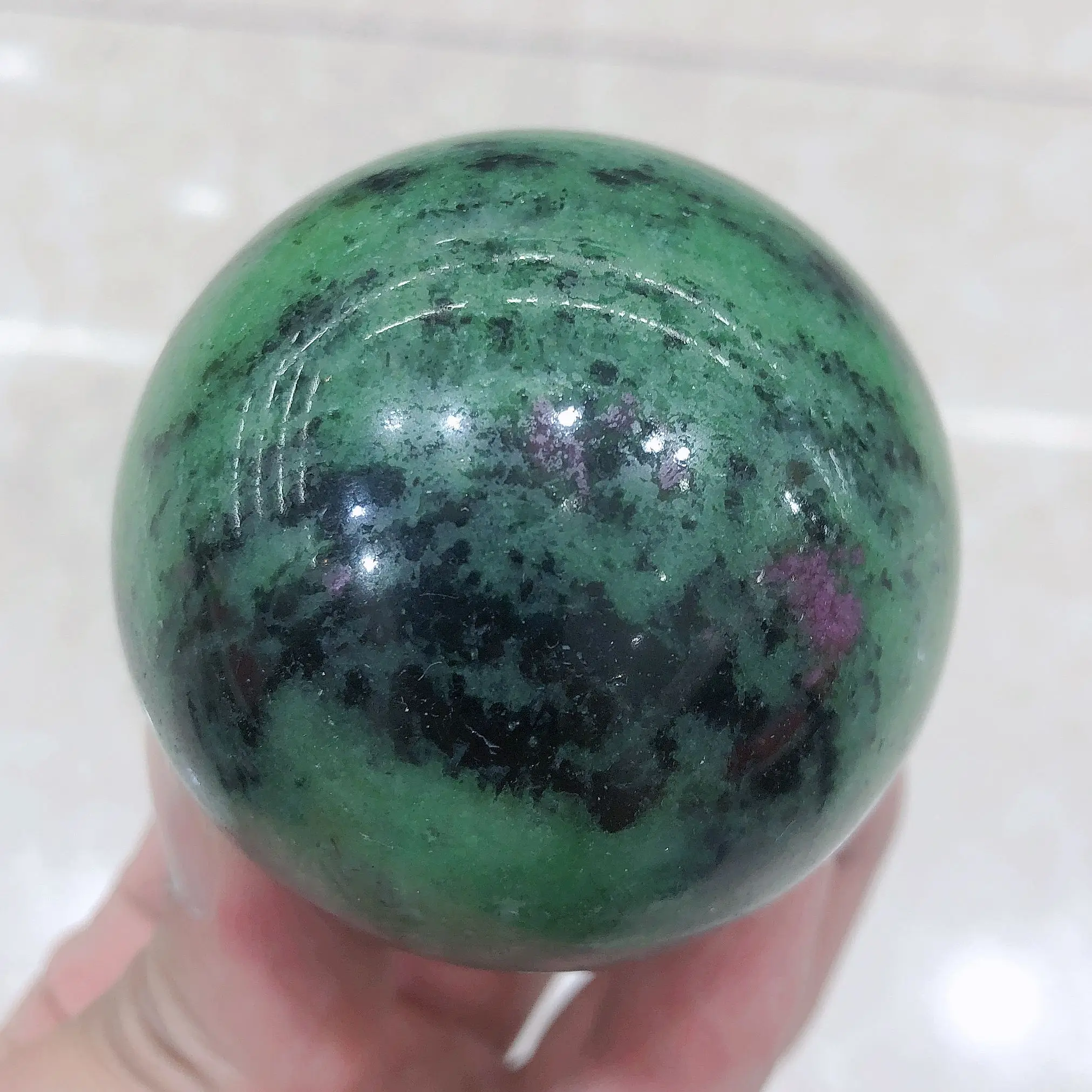 

Natural Crystal Quartz Ruby In Zoisite Sphere Ball Energy Reiki Stones Room Home Office Aquarium Decoration Accessories Gemstone