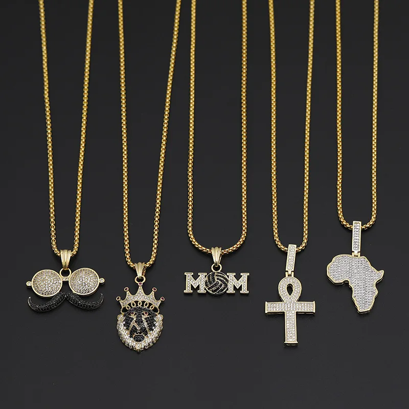 

2020 Luxury Iced Zircon Cross Pendant AAA CZ Egyptian Key Of Life Gold Color Pendant Necklace Men Women Hip Hop Jewelry Gift