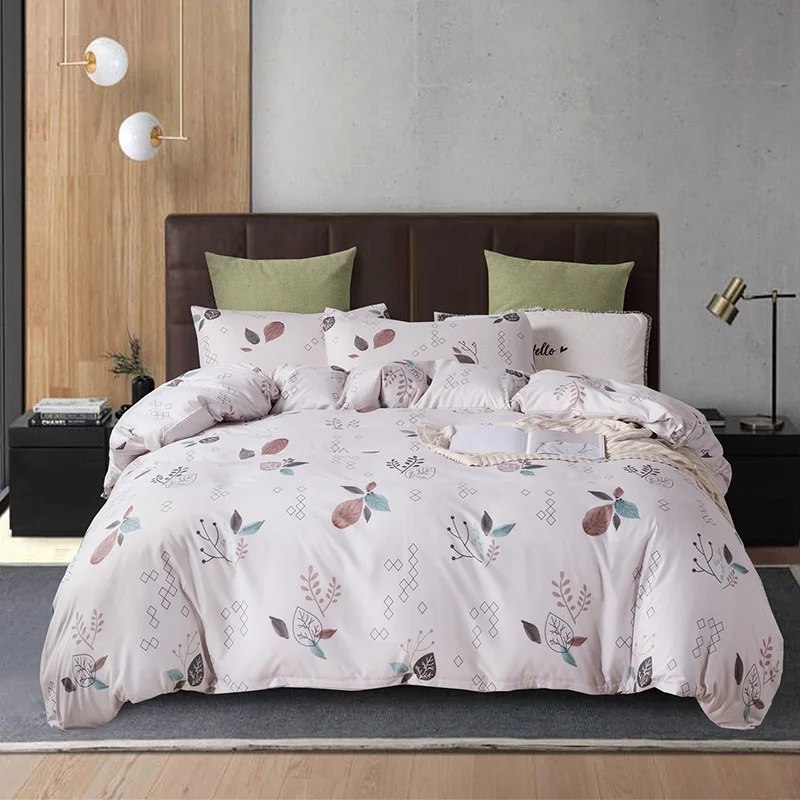 

Textile Duvet Cover Pillowcase Simple Boy Girls Bedding Sets Multi-size Printed Sanded Quilt Cover Three-piece