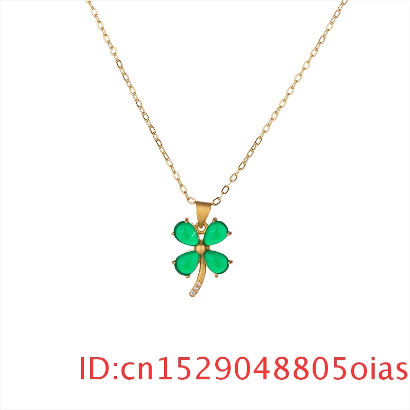 Натуральный зеленый нефритовый клевер подвеска ожерелье подарки амулет серебро