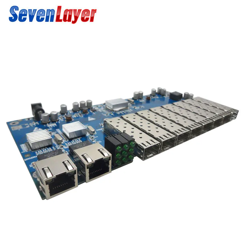 Гигабитный волоконно оптический коммутатор Ethernet 8 SFP solt 2 RJ45 PCBA board Media Converter 10/100/1000M