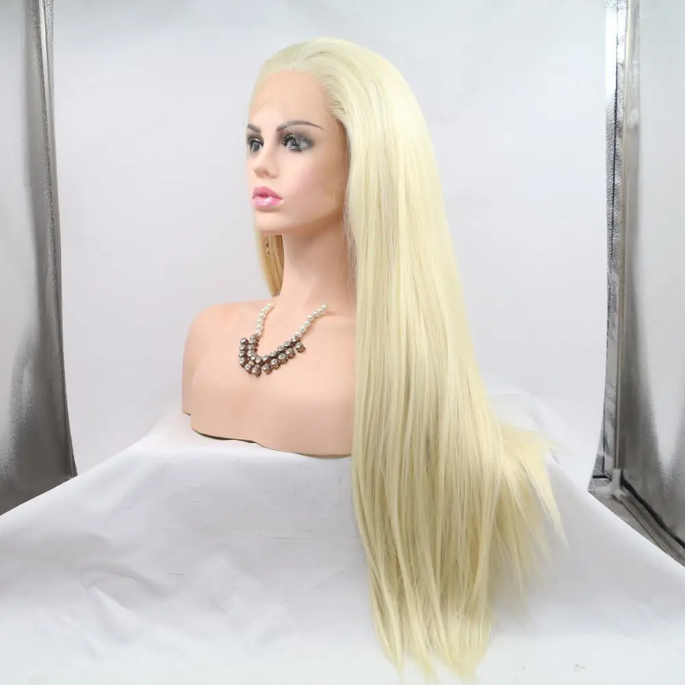 Long Straight Hair Blonde Lace Wigs Ombre Colored Wig Synthetic Front for Black Women Ladies | Шиньоны и парики
