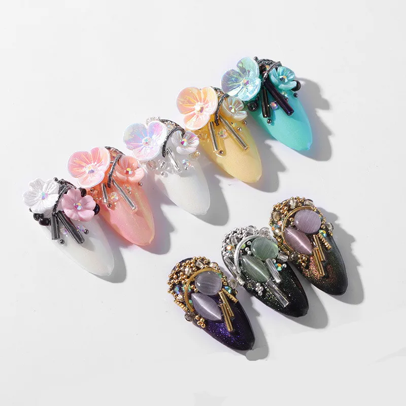 8 коробок лак для ногтей цветок разноплановый орнамент с цветочной заклепкой