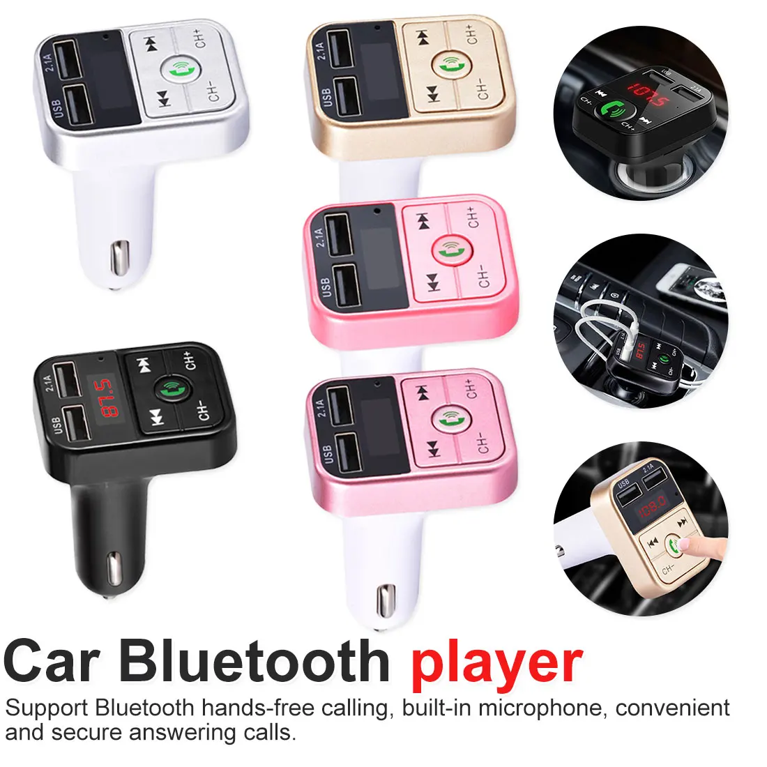 Автомобильный Bluetooth fm-передатчик, беспроводной приемник, Автомобильный светодиодный MP3-плеер 2.1A, двойное USB быстрое зарядное устройство, автомобильные аксессуары