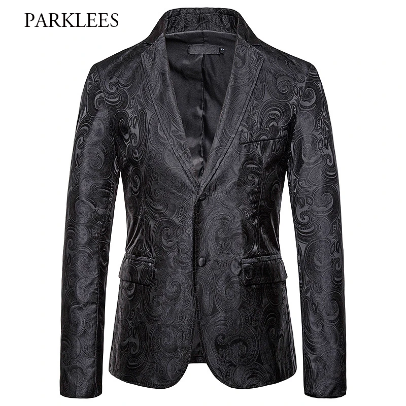 

White Paisley Mens Suit Jacket 2019 New High-Grade Single Breasted Floral Blazer Men Autumn Party Wedding Veste Costume Homme