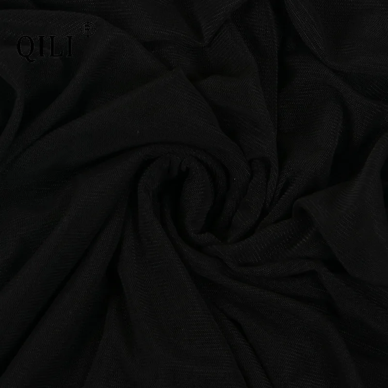 Новинка Весна 2020 женское прозрачное Сетчатое платье QILI с бретельками для