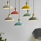 Скандинавская промышленная Подвесная лампа E27, Красочные Подвесные лампы в стиле ретро, лампы для ресторана, декоративные лампы 90-260 в