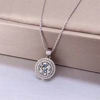 luxury certified 2 carat d color round brilliant moissanite pendant necklace for women 925 sterling silver moissanite necklace