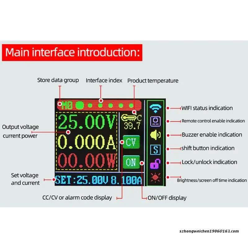 

28GF 50V8A400W LCD Constant Voltage Current Indicator Adjustable Down-Buck Power Voltage Regulator Modulestep