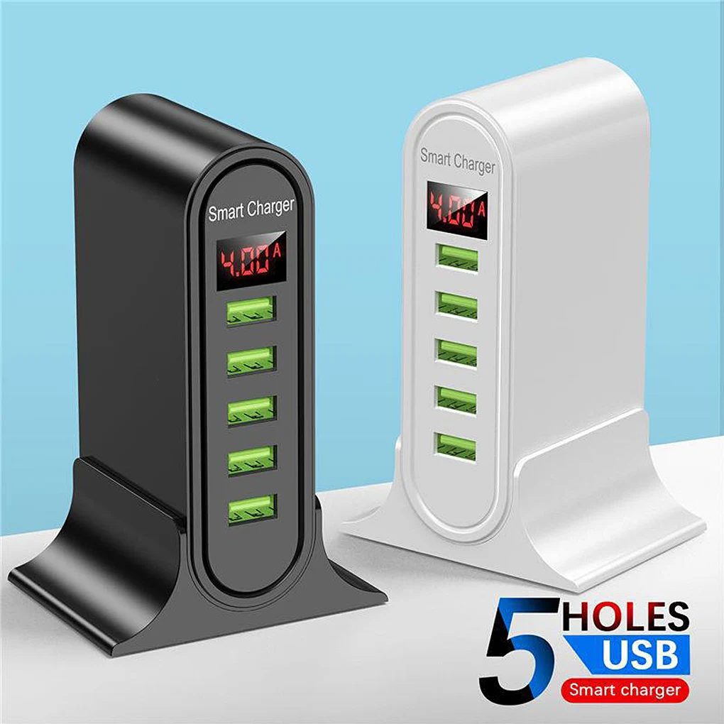 

5 Port USB Charger For Xiaomi LED Display Multi USB Charging Station Universal Phone Desktop Wall Home EU US UK Plug