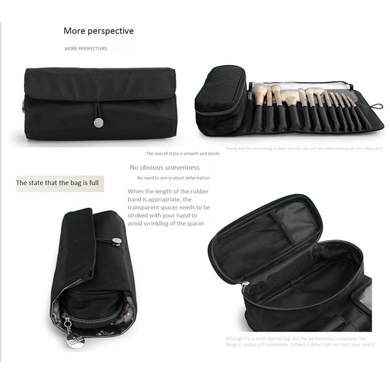 

Fold Cosmetic Bag Large Capacity Makeup Brush Storage Bag Waterproof Compartment Travel Makeup Brush Protective Cover
