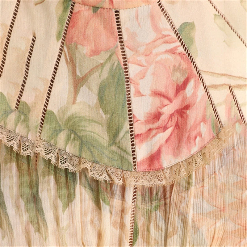 Женское платье с цветочным принтом пышное рукавом-стойкой и бантом новинка 2019 |