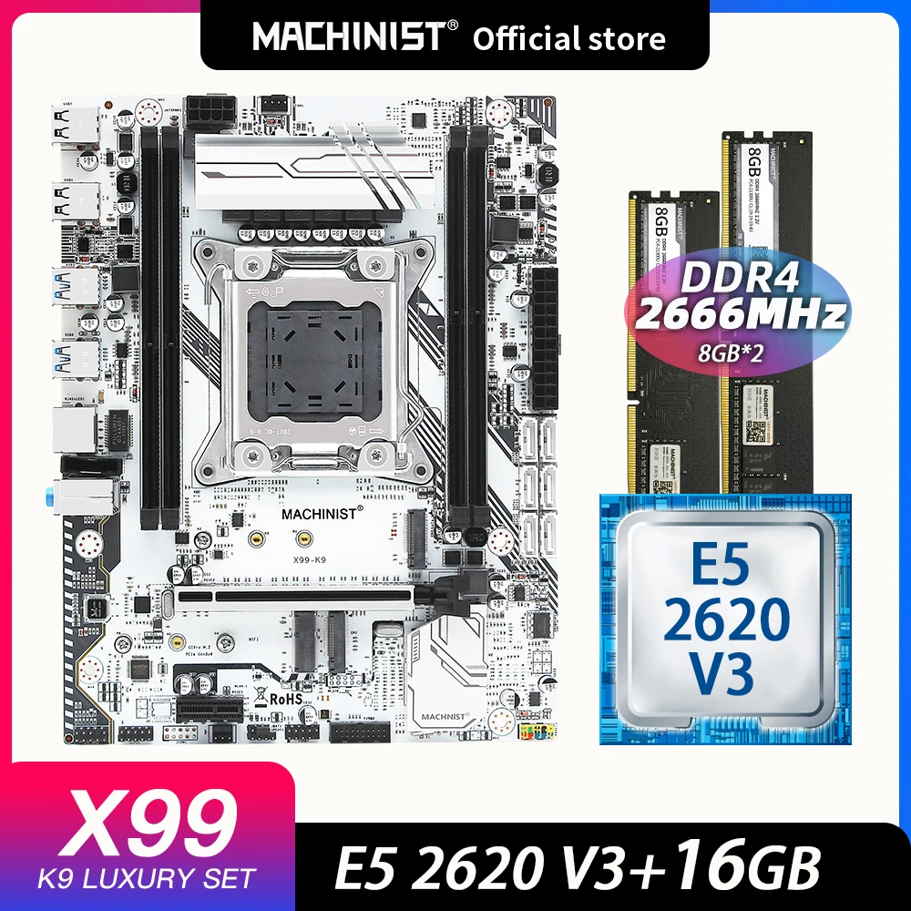 Kaufen MASCHINIST X99 Motherboard Set Kit LGA 2011-3 Intel Xeon E5 2620 V3 CPU Prozessor DDR4 16G(2*8G) 2666MHZ RAM Speicher X99-k9