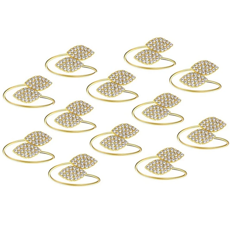 

12 Pack Gold Napkin Rings Leaf Napkin Holders for Home Table Decoration Weddings Christmas Holidays