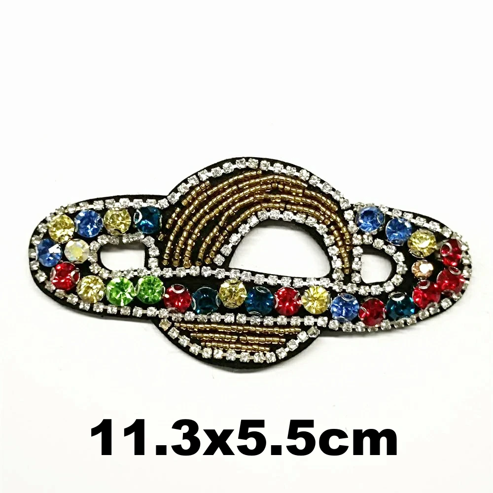 

Design embroidery beaded space star earth embroideried patches for clothing HO-3283