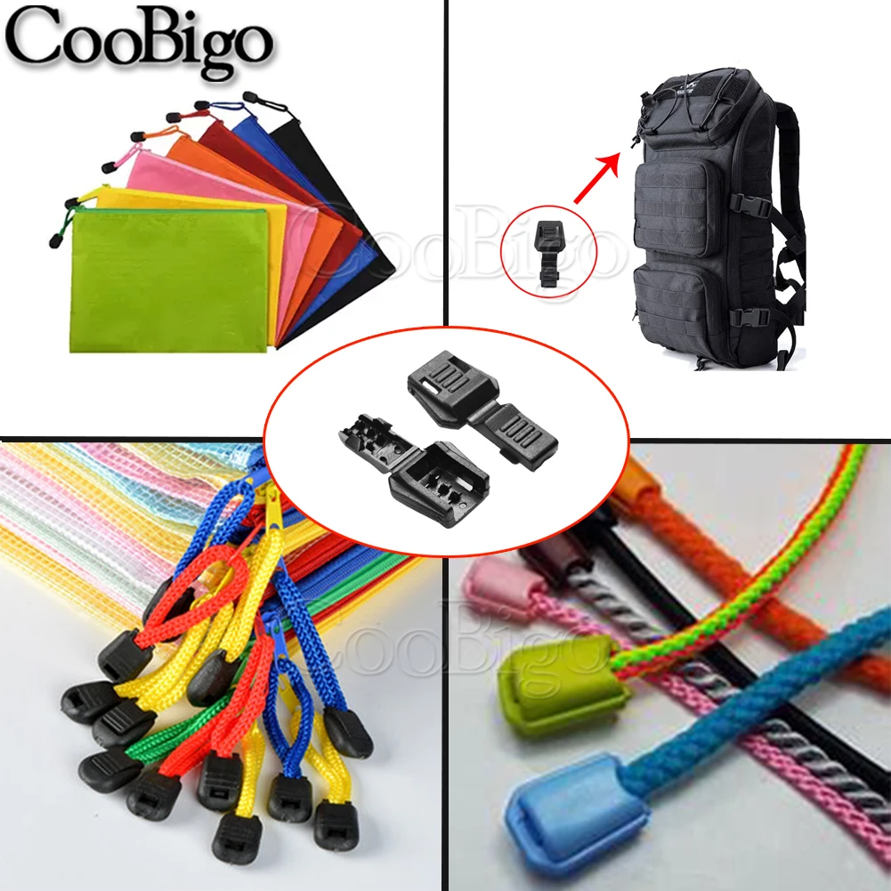 10 шт. застежка молния концы шнура черная пластиковая клипса для Паракорд рюкзака