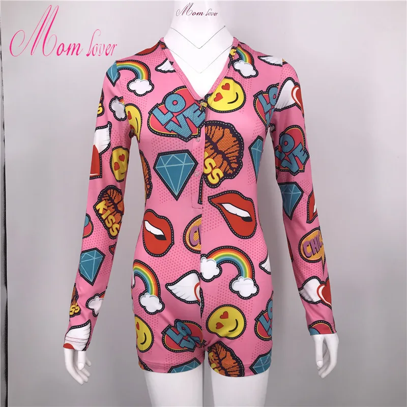 

2020 New Sweet Cartoon Snapshot Printed Sexy Jumpsuit Adult Women'S Pajamas Jumpsuit Pajamas Short Jumpsuit Can Be Customized
