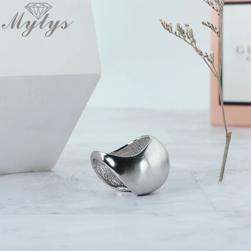 Mytys унисекс массивное кольцо белое золото с широкой оправой бесплатная доставка