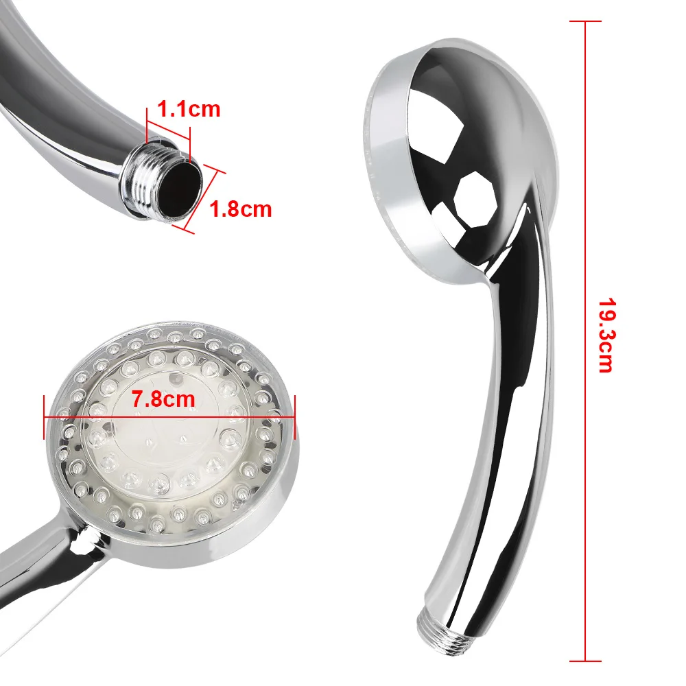 

7 Colors Gradual Changing 3 colors Temperature Sensor Square Fixed Showerhead LED Shower Head Rainfall Top Spray