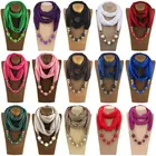 Женский шейный платок, кольцо, шарф, ожерелья, бусины, однотонные ювелирные изделия, шаль