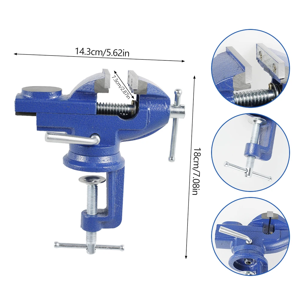 

Muliti-Funcational Bench Mini Rotating Tables Screws Vise Bench Clamp Mold Fixed Repair Tool Screws Vise for DIY Crafts