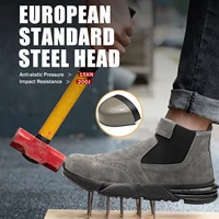 leather casual waterproof ankle boot men women industrial safety work platform boots shoe outdoor protection steel toe shoes