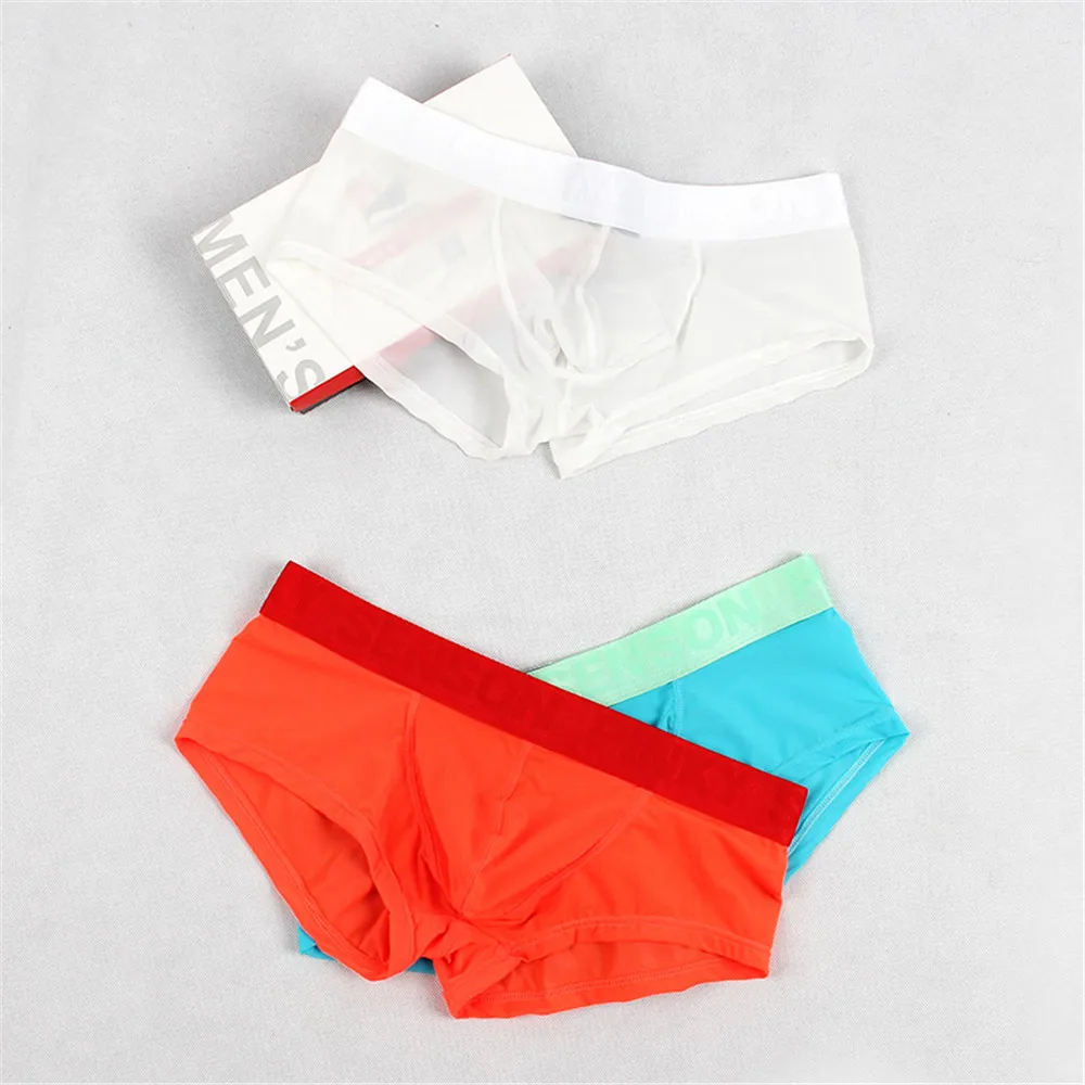 

4pcs New Mens Sexy Underwear Breathable Interior Home Underwear Comfortable Thin Ice Silk Panties for Men Letters