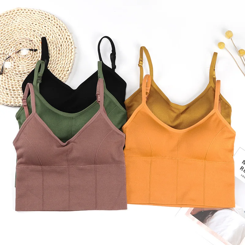 

Women Sports Bra Tops Solid Padded Fitness Yoga Running Cropped Top Women SportsWear Gym Solid Tank Tops Athletic Push Up Bras