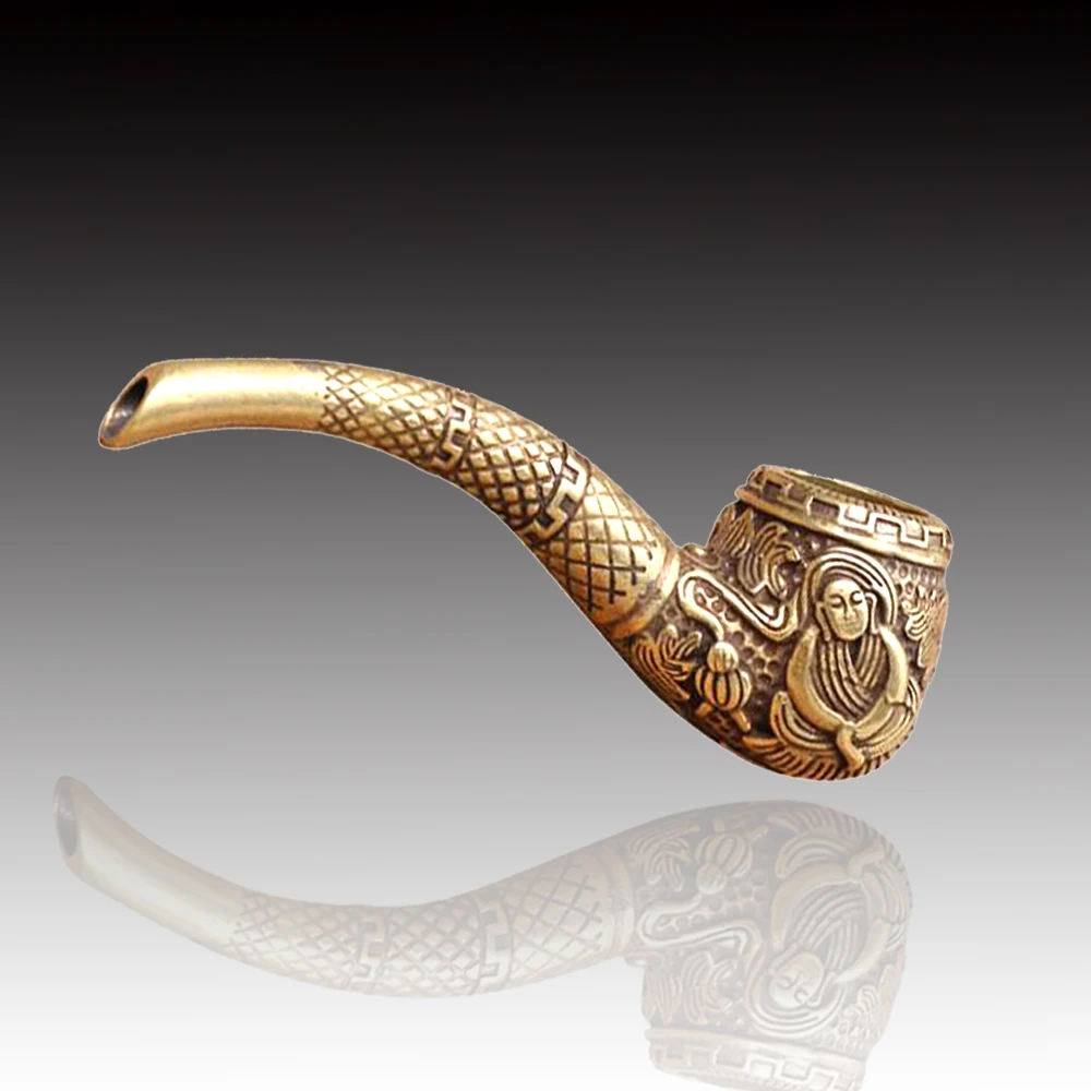 

10.8cm pure copper pipe, tobacco rod, antique old pipe smoking accessories pipes for smoking CN(Origin)