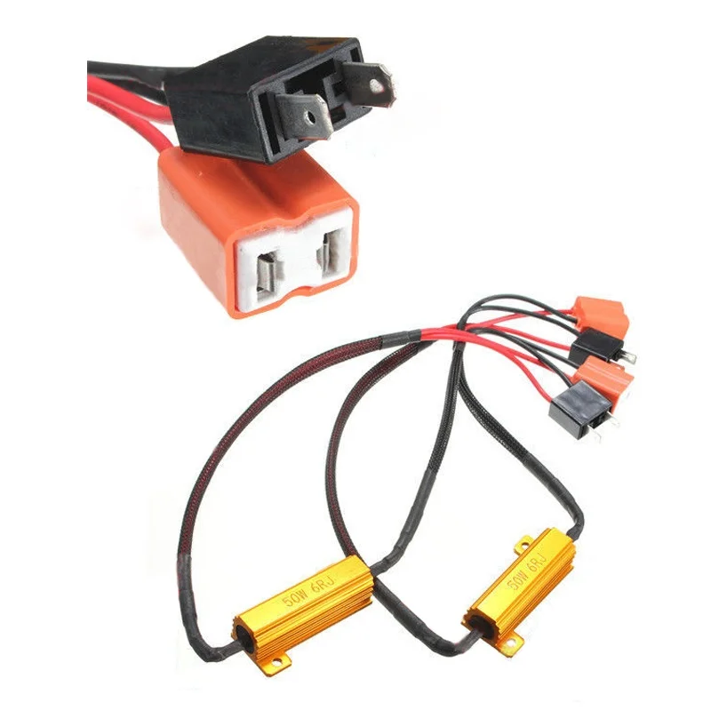 

2X H7 50W 6Ohm LED DRL Fog Light CANBUS Load Resistor Wiring Harness DC 12-24V