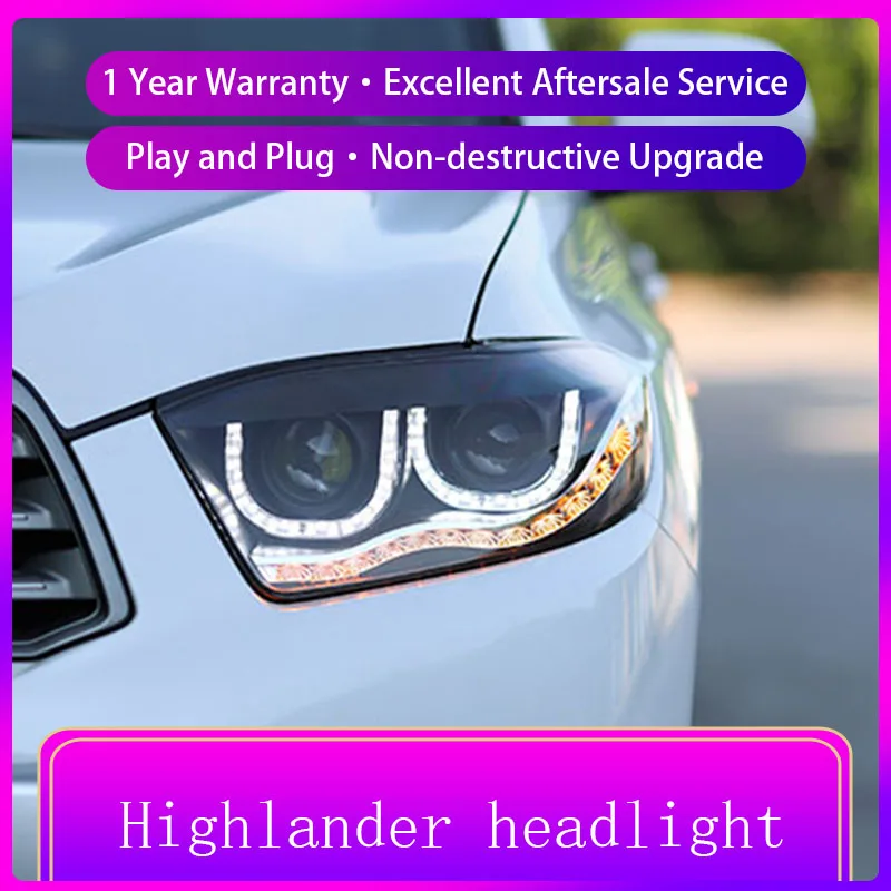

Для toyota highlander 2008-11 Передняя Светодиодная лампа drl фара в сборе с указателями поворота