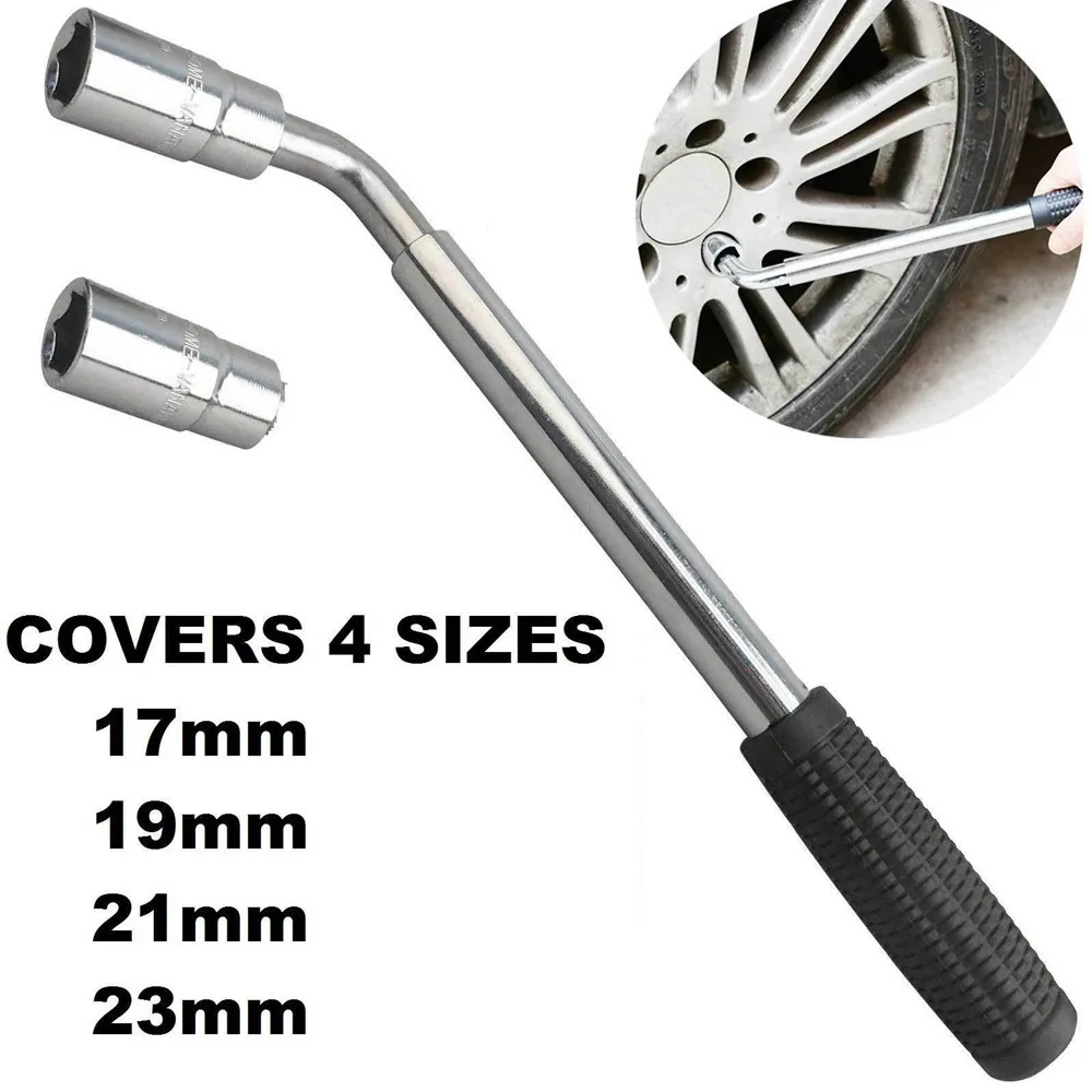 

4 Way Telescoping Lug Wrench Spanner Lug Wheel Wrench with Sockets Wrench Car Tire Change Tools 17/19/21/23mm