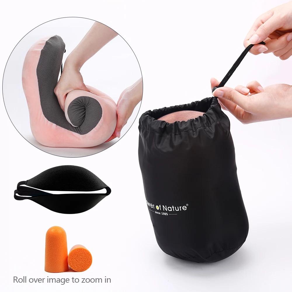 

Contour Memory Foam Neck Pillow Soft Slow Rebound Space Travel Pillow Solid Cervical Pillow Neck Healthcare Cum Eye Mask Earplug