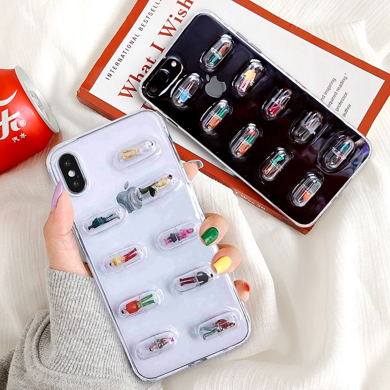 Прозрачный чехол KSTUCNE для телефона с 3D таблетками iPhone XS MAX 8 7 6 6S Plus X мягкий