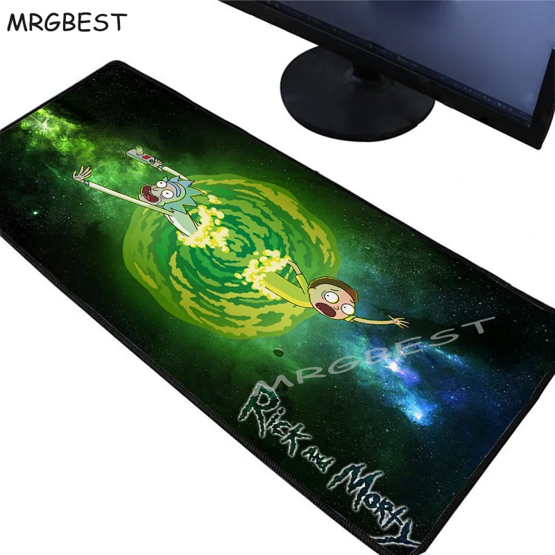 Большой игровой коврик для мыши MRGBEST 40x9 0/30x80 см Morty Anime черный Настольный