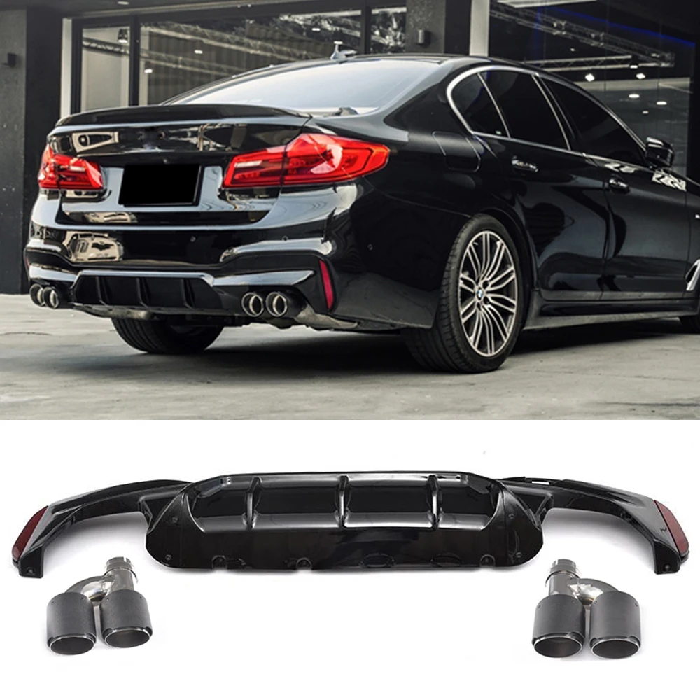 Для BMW G30 G31 G38 M Sport 540i Sedan 4 дверный 2018 2019 PP Диффузор губа на задний бампер диффузор