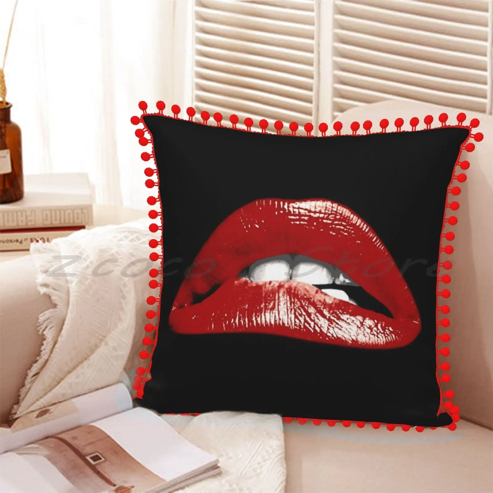 Наволочка в виде губ наволочка с надписью хлопковая льняная плюшевым помпоном
