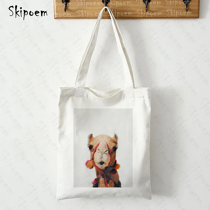 

Холщовых сумок милые животные Колокольчик для верблюда 2021 Новый Сумки Холст сумка на плечо сумка-шоппер искусство Harajuku эстетический мультф...