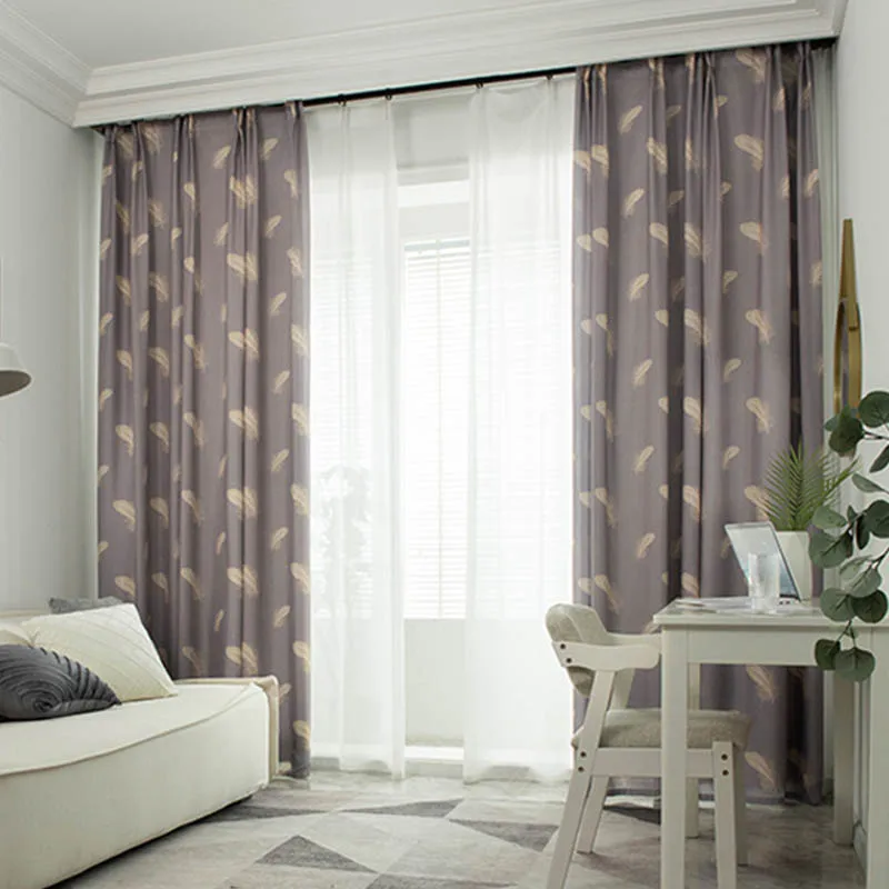 Затемняющие шторы с серыми перьями изысканные и теплые затемняющие занавески