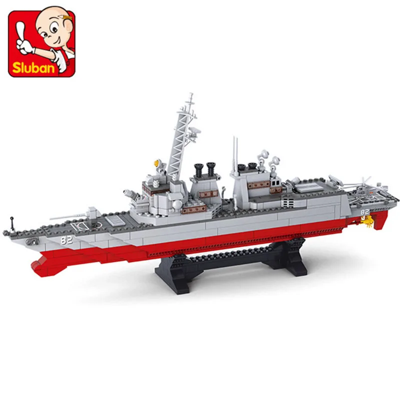 

SLuban Building Blocks Aircraft Carrier Battle Group Destroyer Carrier Assembly Model Assembling Toy Ship Gifts for Children