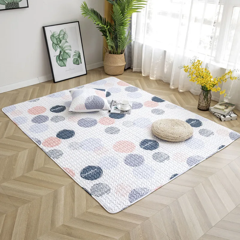 

Nordic fresh home crawling tatami carpet non-slip picnic mat living room bedroom bedside blanket Cotton fabric rug