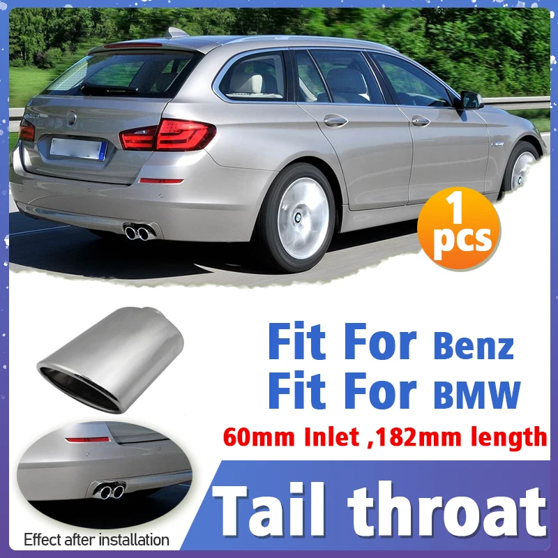 

1pcs Stainless Steel Tail Throat Liner Pipe 60mm Car Exhaust Muffler Tube Exhaust Deafener for Benz BMW Auto Accessories