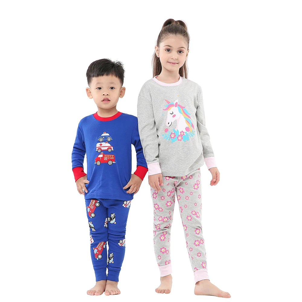 Детские хлопковые Пижамные комплекты с длинным рукавом для мальчиков пижамы